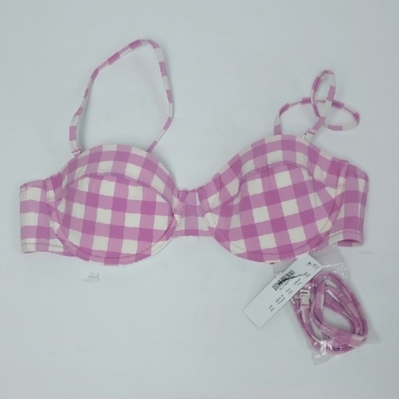 NEW J. CREW Demi Underwire Bikini Top Gingham Size 34C - Picture 1 of 14